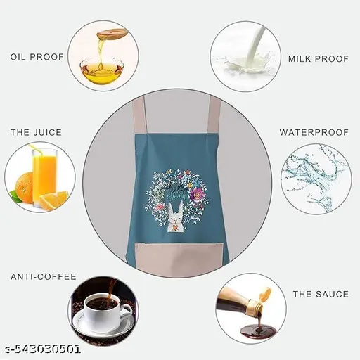 Pack 2 , Women Kitchen Apron with Hand Wipe Pockts, Big Pocket - Alternate View