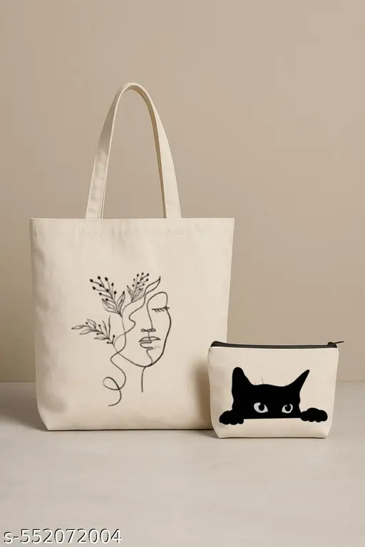 Cotton Tote Bags for Women with Zipper | Stylish, Washable Handbags for Office, College, Shopping & Daily Use